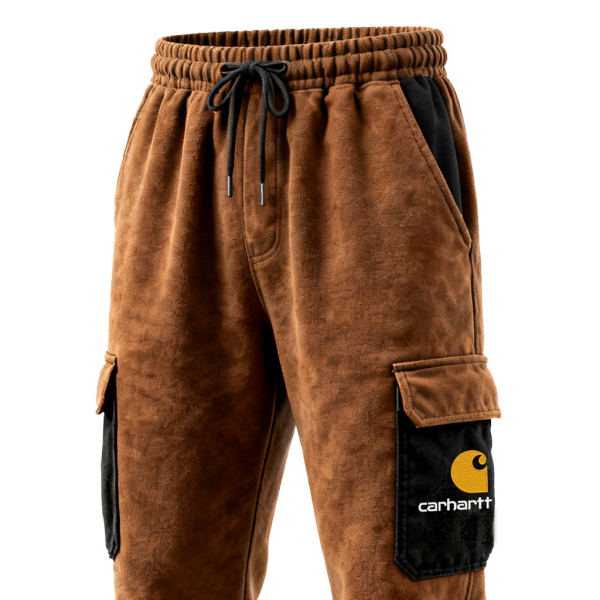 Men's Vintage Terry Brown and Black Cargo Sweatpants