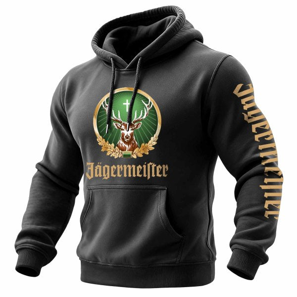 Men's Vintage Deer Letter Print Pocket Long Sleeve Hoodie