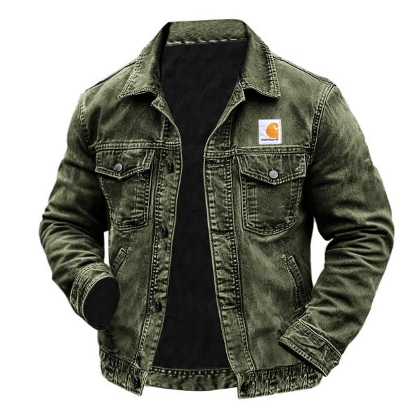 Men's Vintage Western Cowboy Multi-Pocket Distressed Lapel Outdoor Jacket