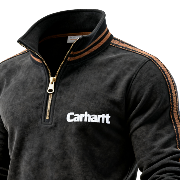 Men's Half-Zip Sweatshirt with Contrast Stripes