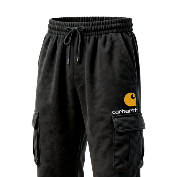 Men's Vintage Terry Cargo Sweatpants with Brown Accents