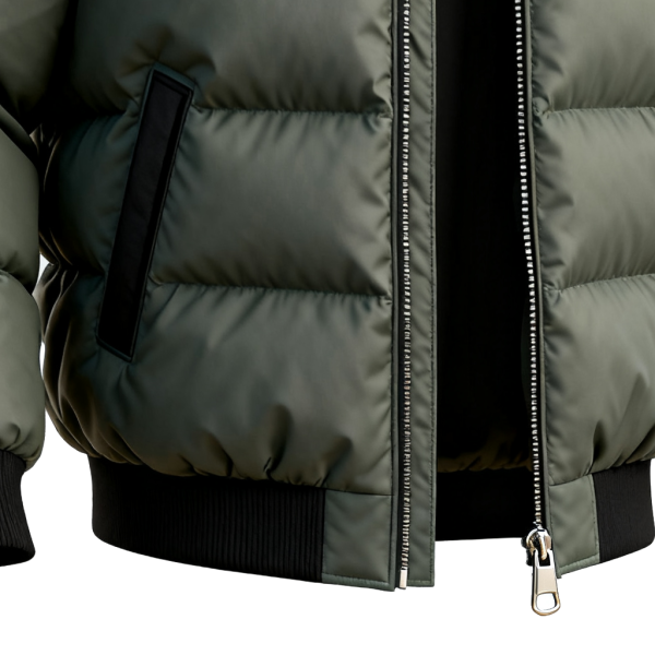 Men's Winter Puffer Jacket with Black and Olive Green Design