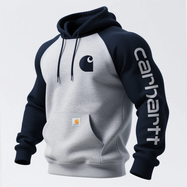 Loose casual contrast color raglan sleeve hooded sweatshirt