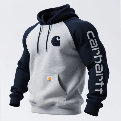 Loose casual contrast color raglan sleeve hooded sweatshirt