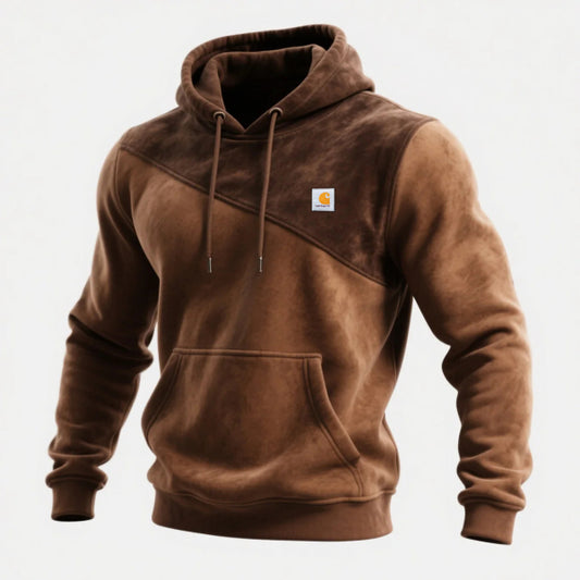 Outdoor men's casual contrast color stitching hooded sweatshirt retro western sweatshirt