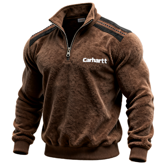 Men's Vintage Corduroy Lace-Up Sweatshirt with Ethnic Patterns