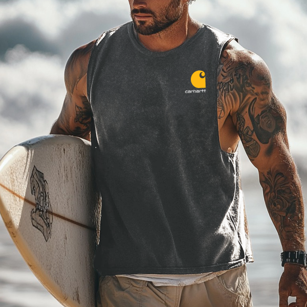 Men's Vintage Surfing Oversized Print Tank Top