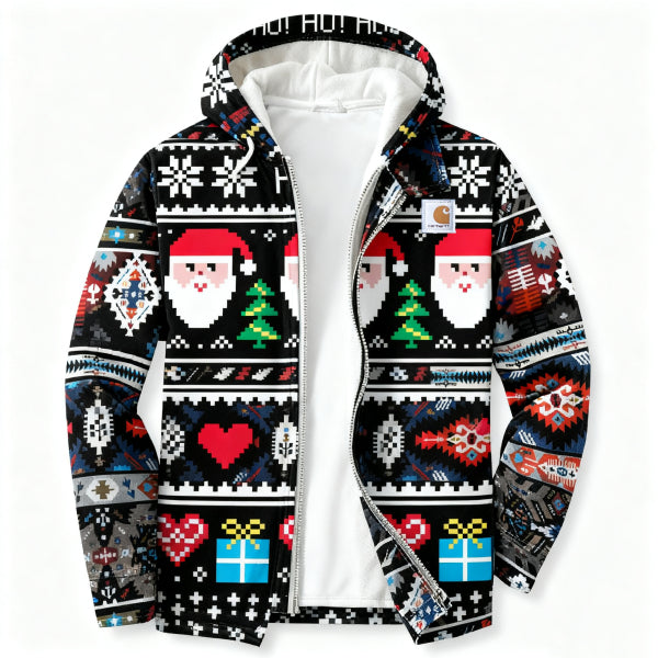 Men's outdoor casual autumn and winter logo classic plaid hooded jacket