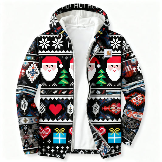 Men's outdoor casual autumn and winter logo classic plaid hooded jacket