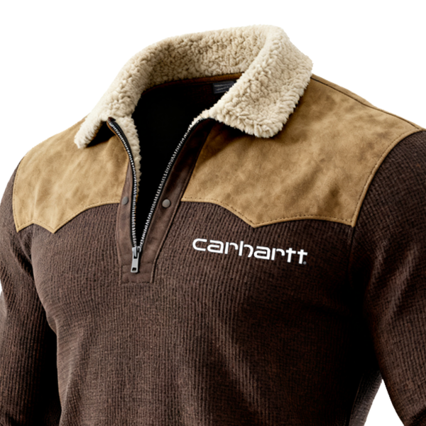 Men's Half-Zip Suede Splicing Pullover with Elbow Patches - Perfect for Casual and Outdoor Activities