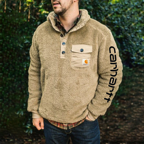 Outdoor print loose stand collar sweatshirt