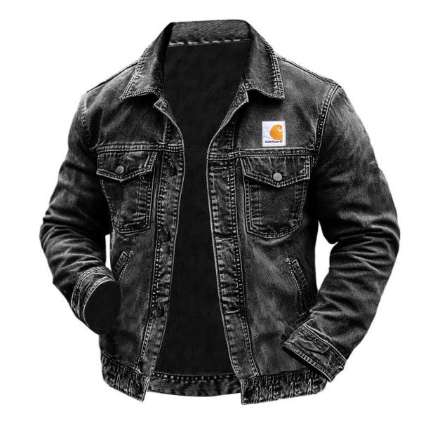 Men's Vintage Western Cowboy Multi-Pocket Distressed Lapel Outdoor Jacket