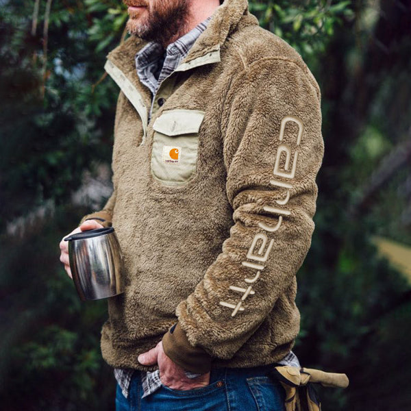 Outdoor brand print pocket sweatshirt