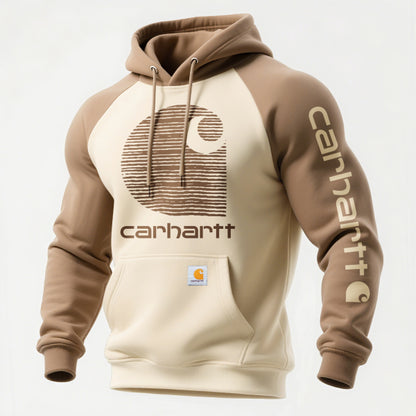 Loose casual contrast color raglan sleeve hooded sweatshirt