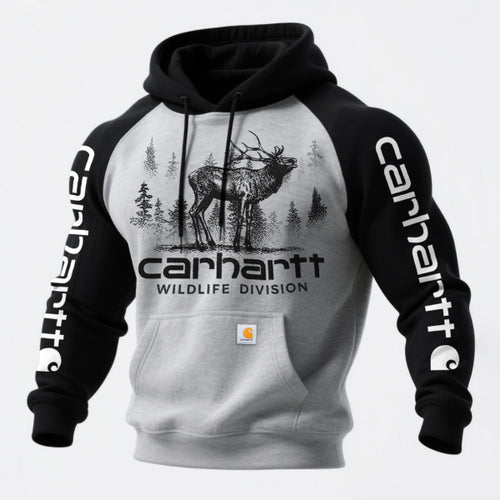 Retro Western style ethnic print contrast color stitching hooded sweatshirt