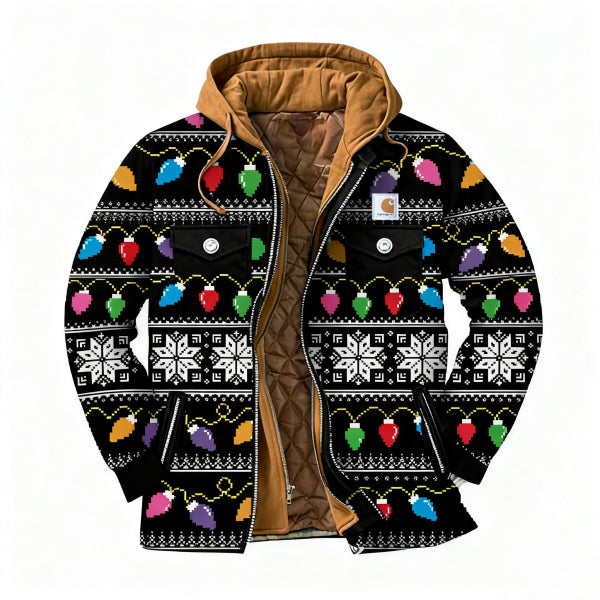 Men's outdoor casual autumn and winter logo classic plaid hooded jacket