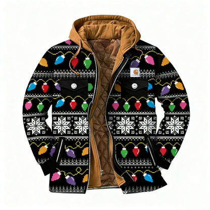 Men's outdoor casual autumn and winter logo classic plaid hooded jacket