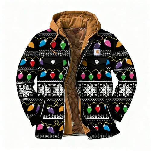 Men's outdoor casual autumn and winter logo classic plaid hooded jacket