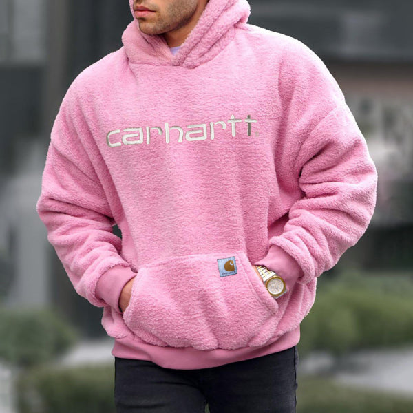 Street brand lettering embroidered oversized hoodie