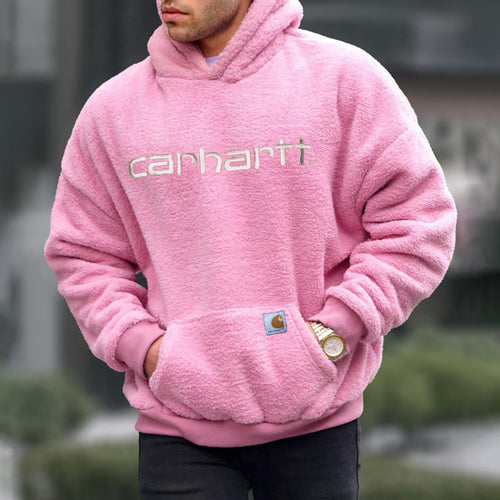 Street brand lettering embroidered oversized hoodie