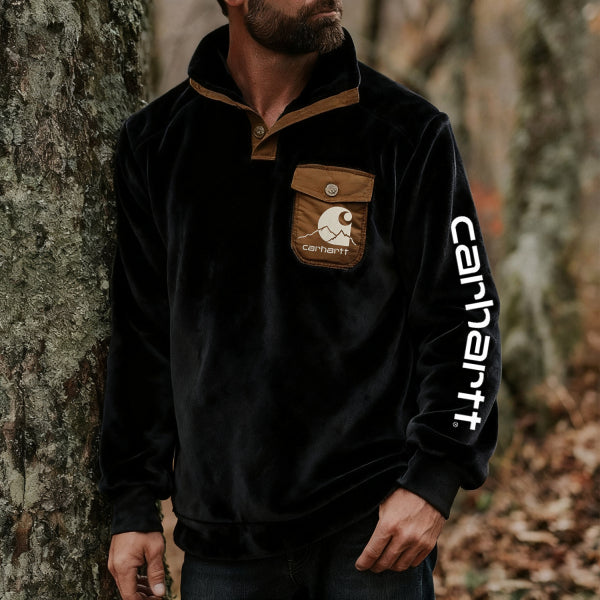 Outdoor leisure brand stand collar button sweatshirt
