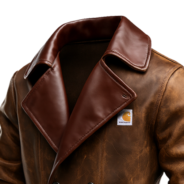 Classic Double-Breasted Leather Jacket for Men - Perfect for Casual and Outdoor Adventures