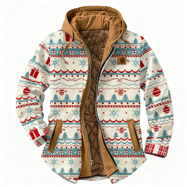 Men's outdoor casual autumn and winter logo classic plaid hooded jacket