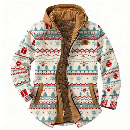 Men's outdoor casual autumn and winter logo classic plaid hooded jacket