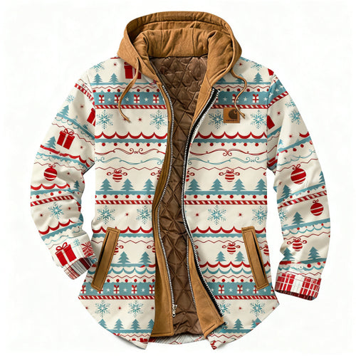 Men's outdoor casual autumn and winter logo classic plaid hooded jacket