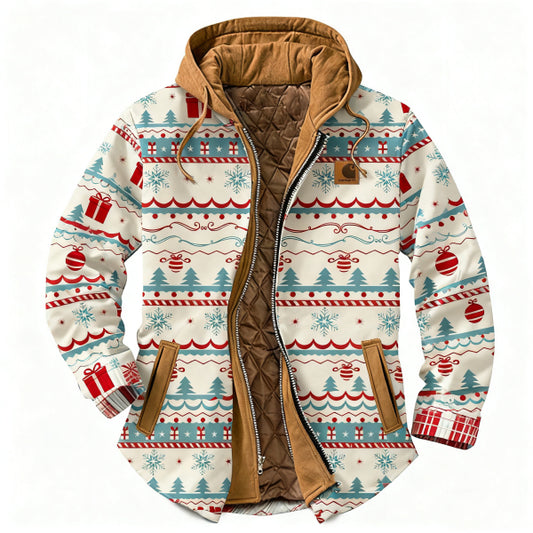 Men's outdoor casual autumn and winter logo classic plaid hooded jacket