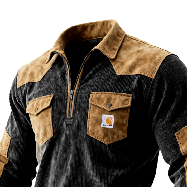 Stylish Corduroy Sweater with Contrast Patches for Men