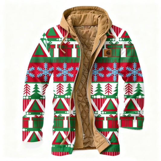 Men's outdoor casual autumn and winter logo classic plaid hooded jacket