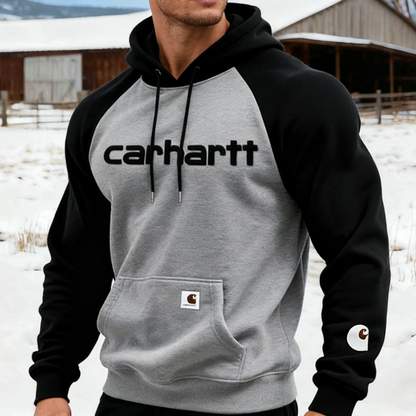 Flocked effect loose casual contrast color raglan sleeve hooded sweatshirt