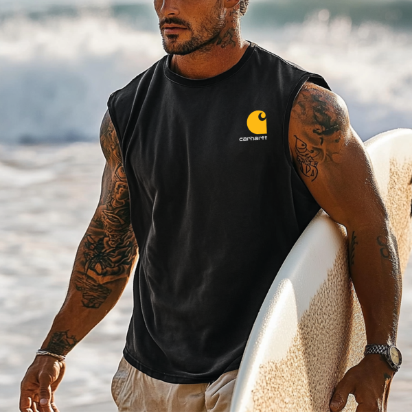 Men's Vintage Surfing Oversized Print Tank Top