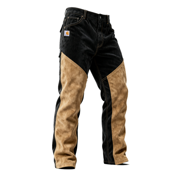 Corduroy Suede Splicing Durable Work Trousers with Reinforced Knees for Ultimate Performance