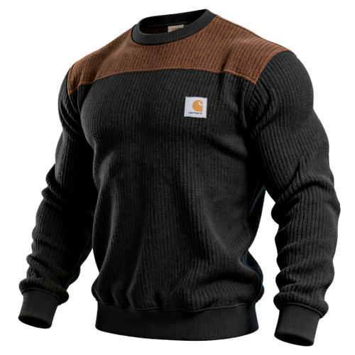 Men's Vintage Ribbed Contrast Panel Crew Neck Sweatshirt