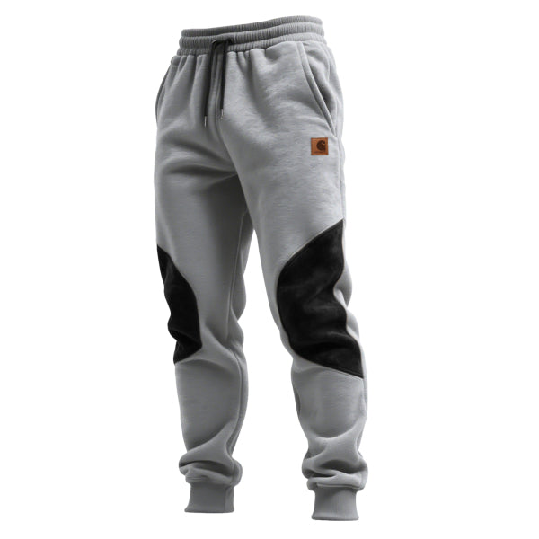 Men's contrast color stitching elastic waist drawstring trousers