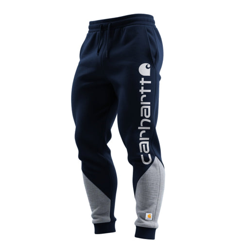 Men's contrast color stitching elastic waist drawstring trousers