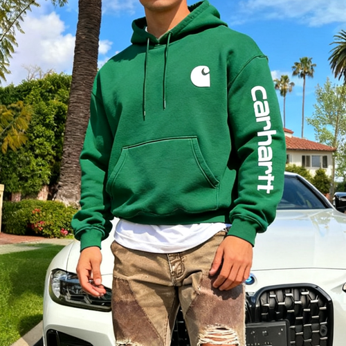 Loose casual hooded sweatshirt