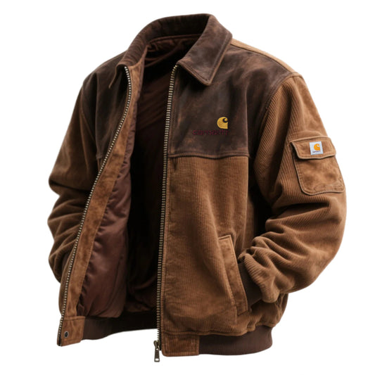 Vintage corduroy and suede contrast lapel jacket