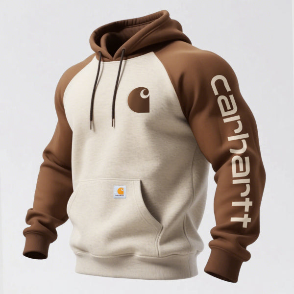 Loose casual contrast color raglan sleeve hooded sweatshirt