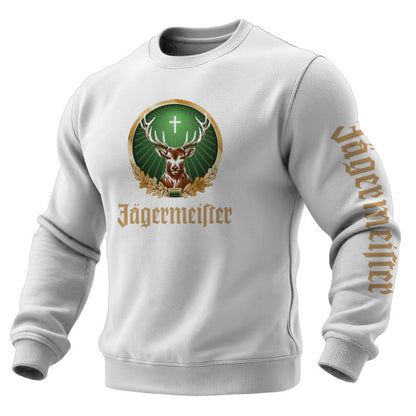 Men's Vintage Deer Letter Print Pocket Long Sleeve Crewneck Sweatshirt