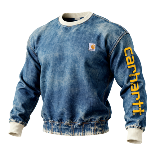 Vintage Washed Denim Sweatshirt for Men - Perfect for Casual and Streetwear Styles