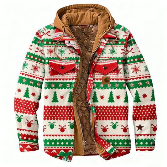 Men's outdoor casual autumn and winter logo classic plaid hooded jacket