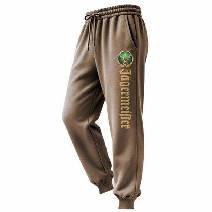 Men's Vintage Deer Letter Print Elastic Drawstring Jogging Pants Sweatpants