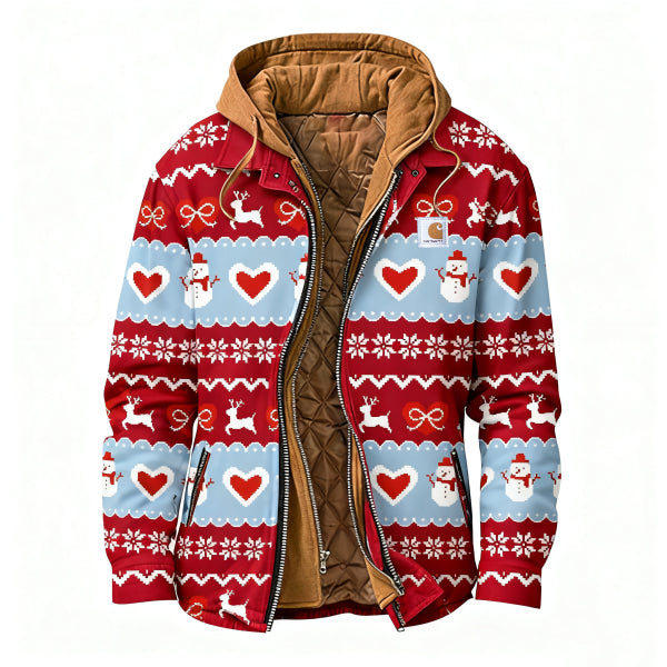 Men's outdoor casual autumn and winter logo classic plaid hooded jacket