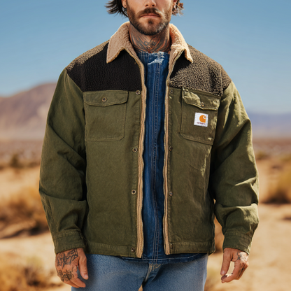 Men's Vintage Outdoor Adventure Jacket with Sherpa Lining