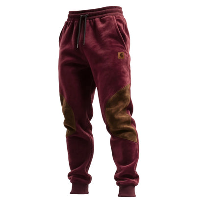 Men's contrast color stitching elastic waist drawstring trousers
