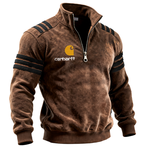 Men's Vintage Terry Half-zip Collar with Striped Shoulders