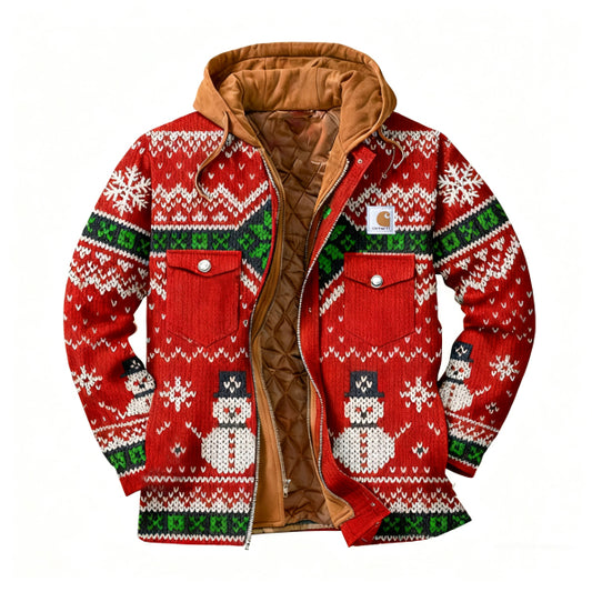 Men's outdoor casual autumn and winter logo classic plaid hooded jacket